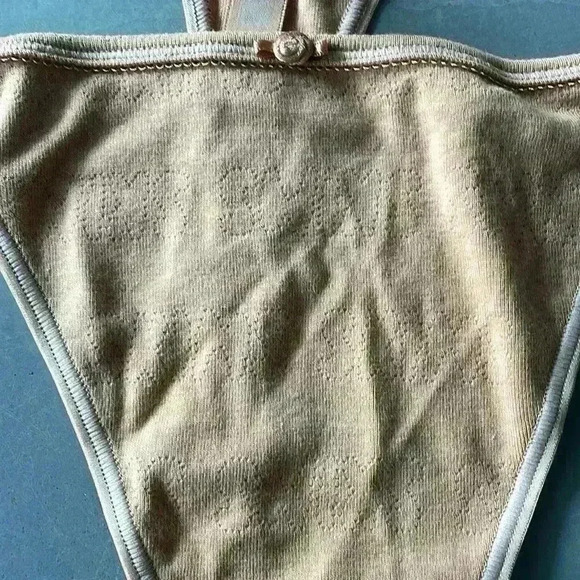 Skims NWT Women's Ochre Logo Pointielle T-String Thong Size XL - Picture 3 of 8